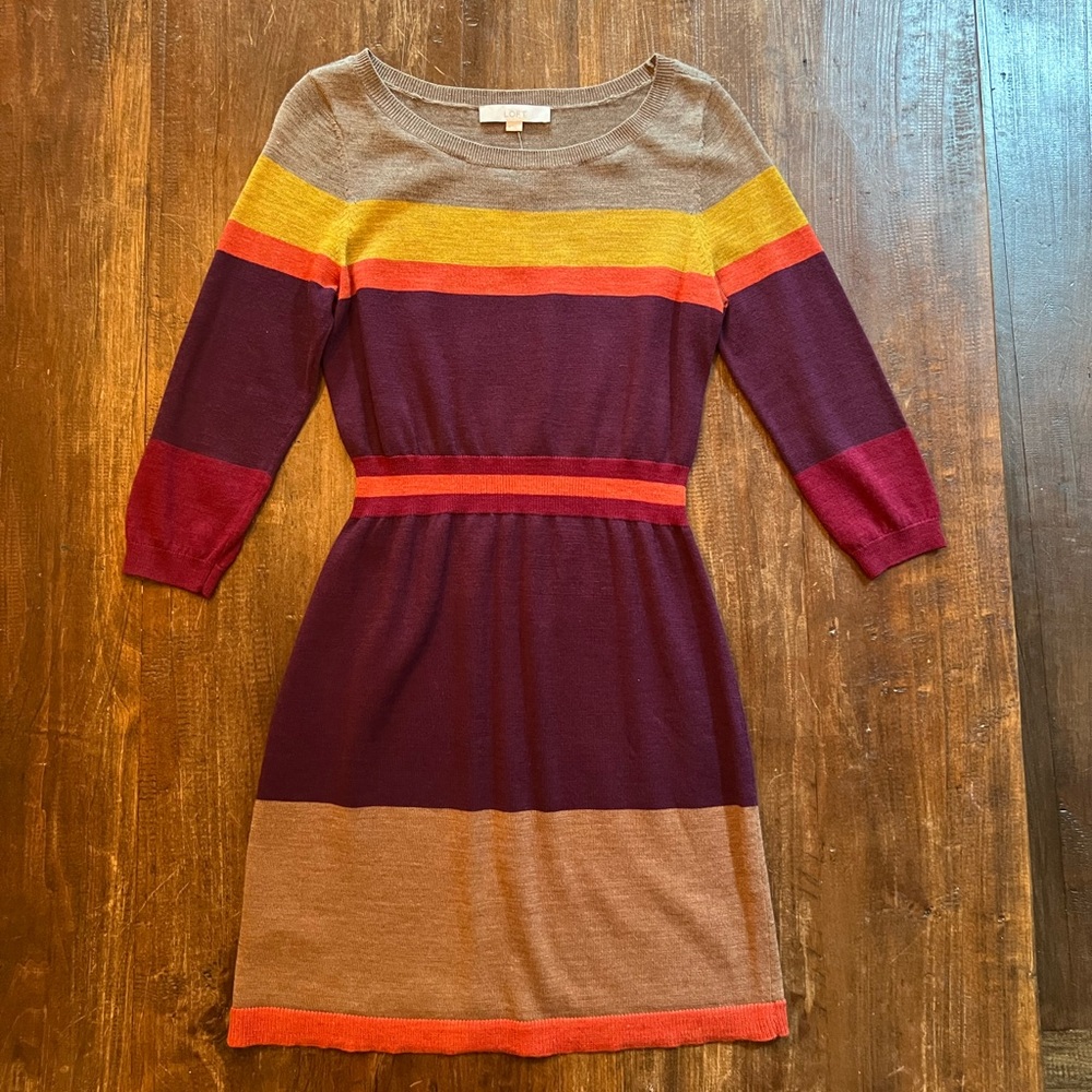 LOFT Sweater Dress in fall colors NWT Size M